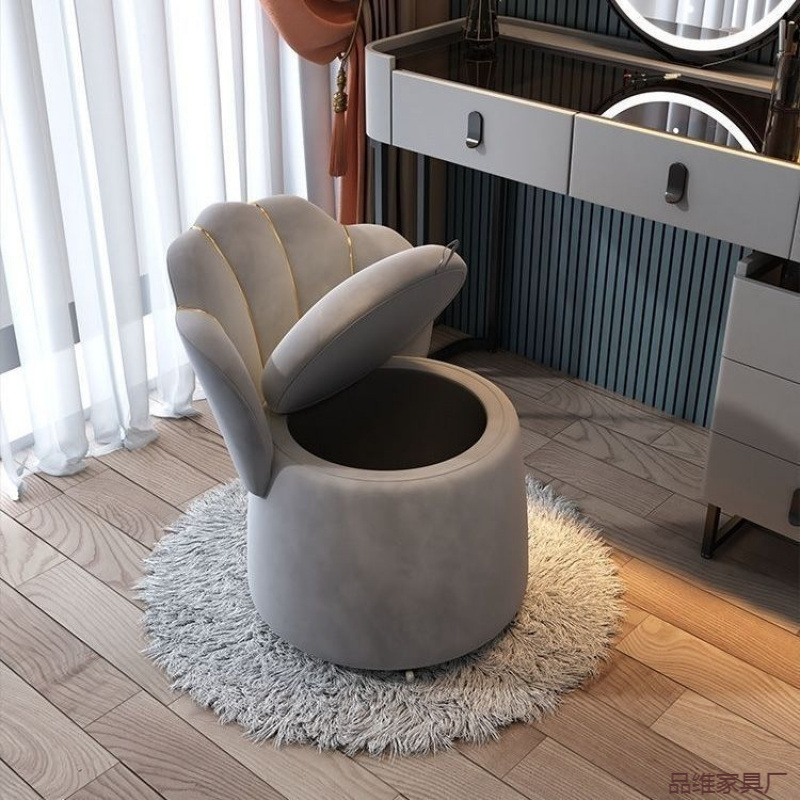 Nuevo tipo de silla de maquillaje de lujo ligero hogar dormitorio respaldo silla de almacenamiento silla de maquillaje