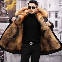 Специальный новый pike костюм мужской средний и длинный теплый кожаный костюм с толстым мехом