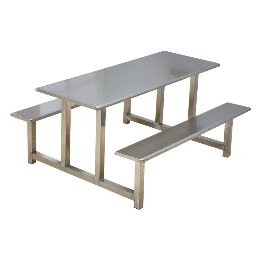 Школьная столовая соединенный обеденный стол заводской персонал Ресторан обеденный стол и стул из нержавеющей стали 4 человека 6 человек 8 человек обеденный стол и комбинация стула