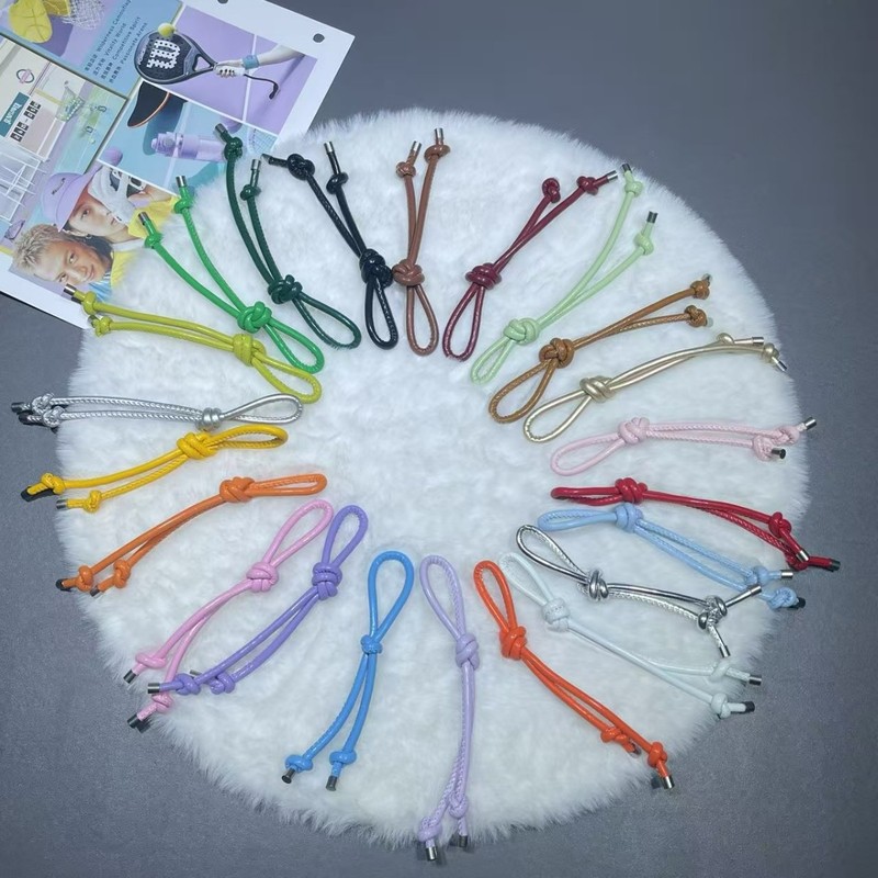 彩色皮革包包挂件创意时尚百搭diy皮绳双绳结挂饰手机钥匙扣挂饰|undefined