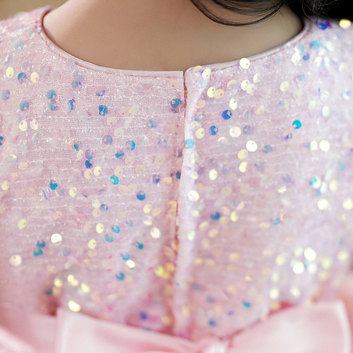 Children's dress mesh sequins fluffy princess dress flower girl dress host dress piano performance short-sleeved summer