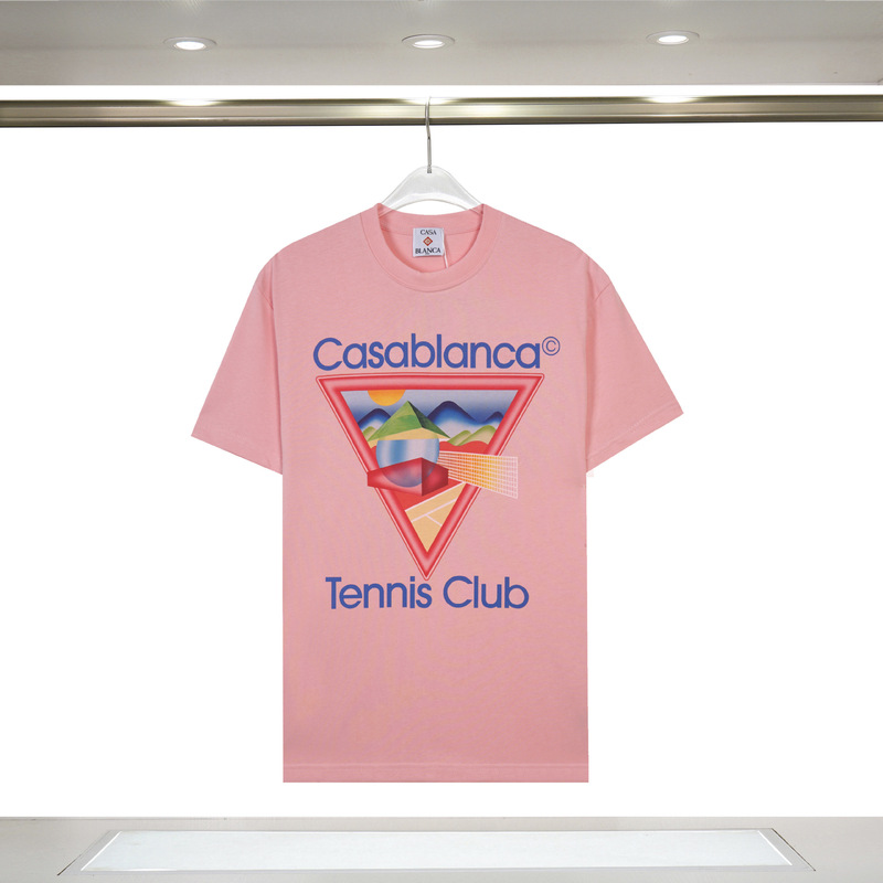 カサブランカ トレンド 半袖 夏新作 グリーン 三角文字 CASA テニスコート プリント Tシャツ|undefined