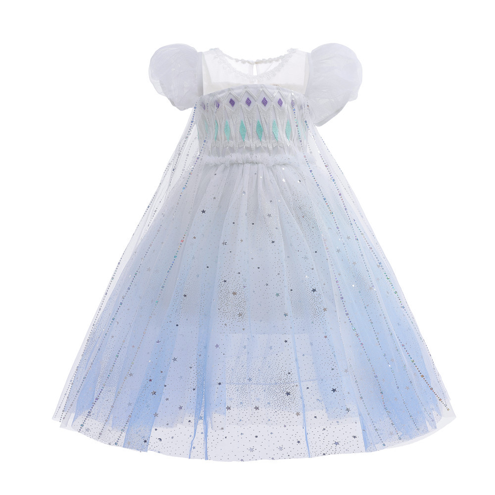 Frozen Summer Princess Dress for Girls, Puff Sleeve Elsa Princess Performance Dress, Tutu Skirt