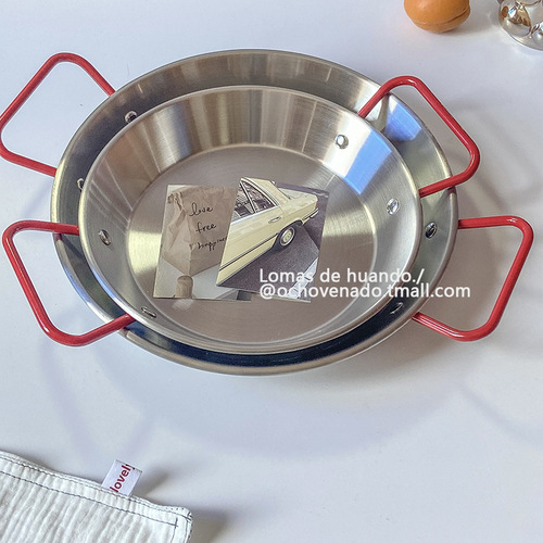Korean-style ins fried chicken plate double-eared stainless steel pan French fries baked rice baking pan pasta plate crayfish plate