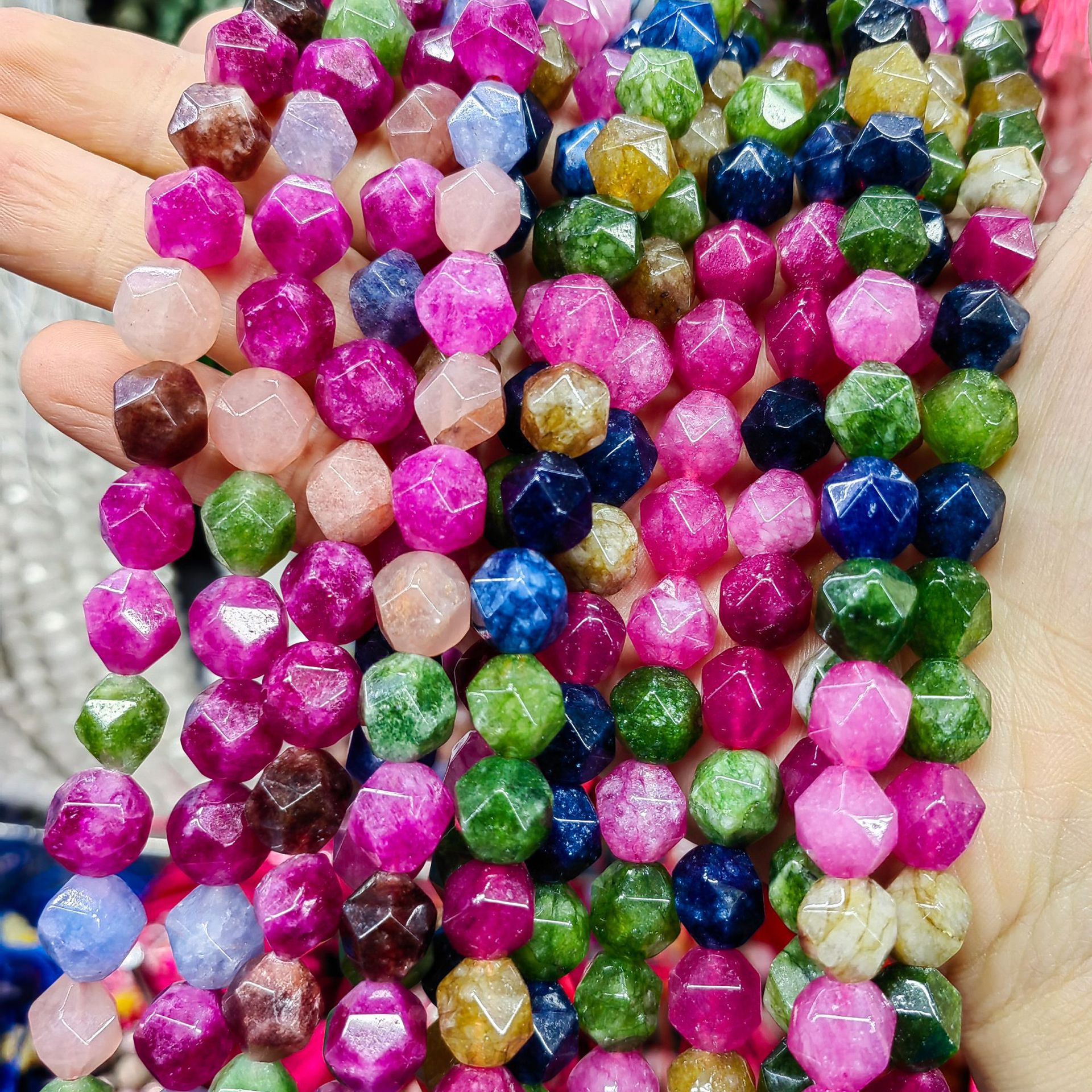 Piedra natural cristal natural 20 cara corte de diamante facetado cuentas a granel semiacabadas joyería DIY accesorios de cuentas