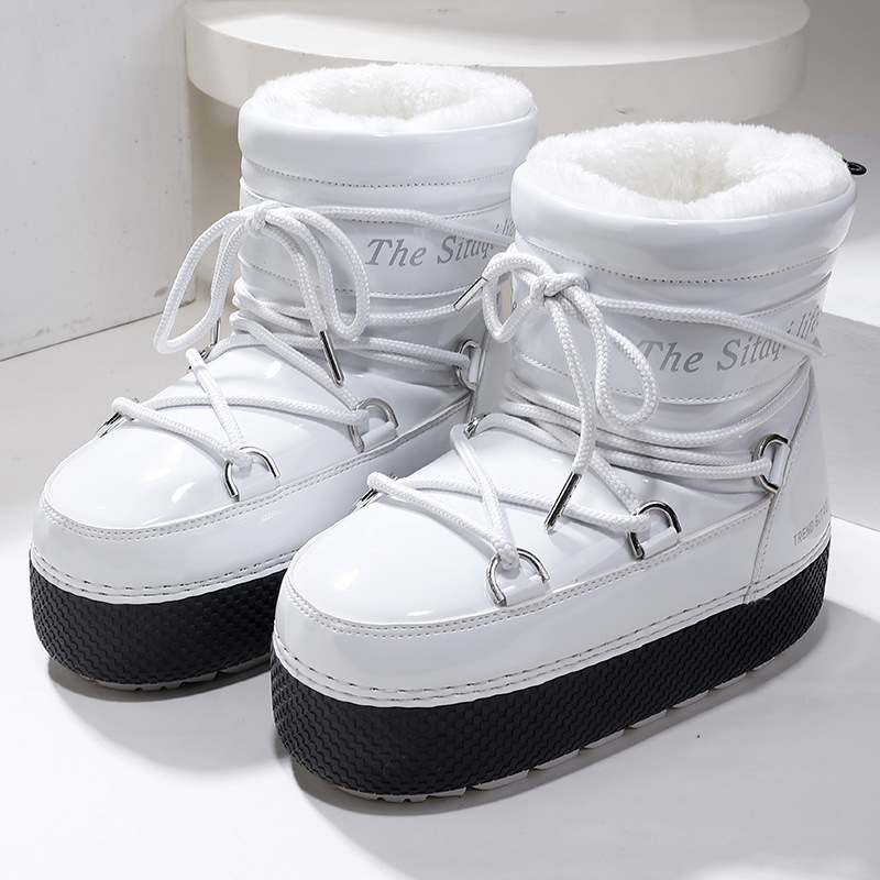 Botas de Nieve Térmicas para Mujer de Cuero Sintético Antideslizantes y Ligeras para Esquí y Uso Diario