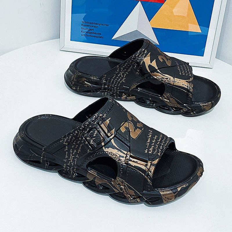 Тапочки мужские летние, Новая Домашняя и верхняя одежда, Национальная мода, шлепанцы, мягкое дно, ощущение дерьма, толстая подошва, пляжные сандалии, повседневные