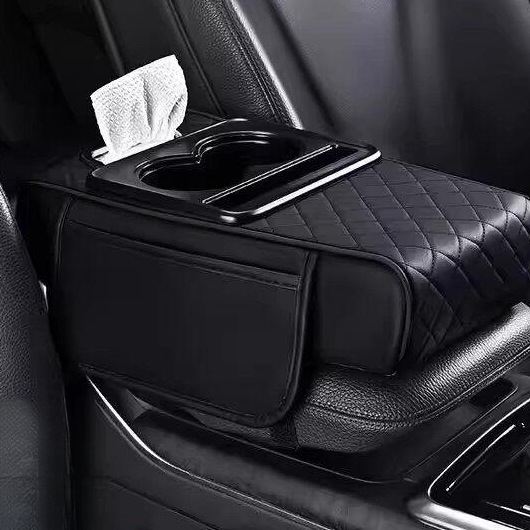 Car armrest box pad storage bag, in-car tissue box, central armrest heightening pad, multifunctional cup holder, practical and useful