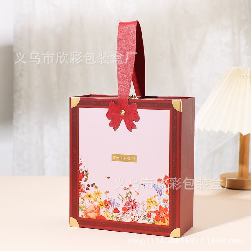 新款清新伴手礼盒创意结婚喜糖盒包装空盒手提免折叠盒子批发