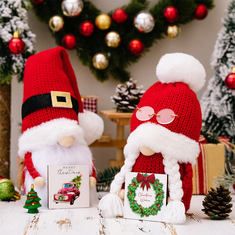 Creative new Christmas decorations Christmas hairball knitted hat Cuddle Rudolph doll_voghion.com