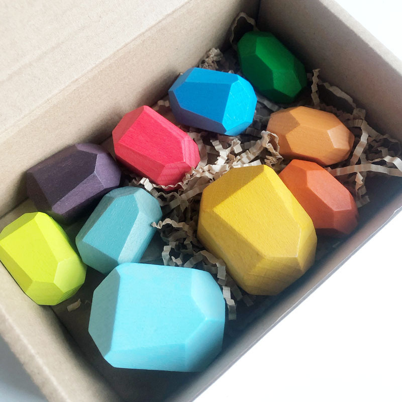 Weiweihu Juego de piedra apilada de color de madera Venta caliente transfronteriza de bloques de construcción de Jenga Juguetes educativos de entrenamiento de integración sensorial para niños