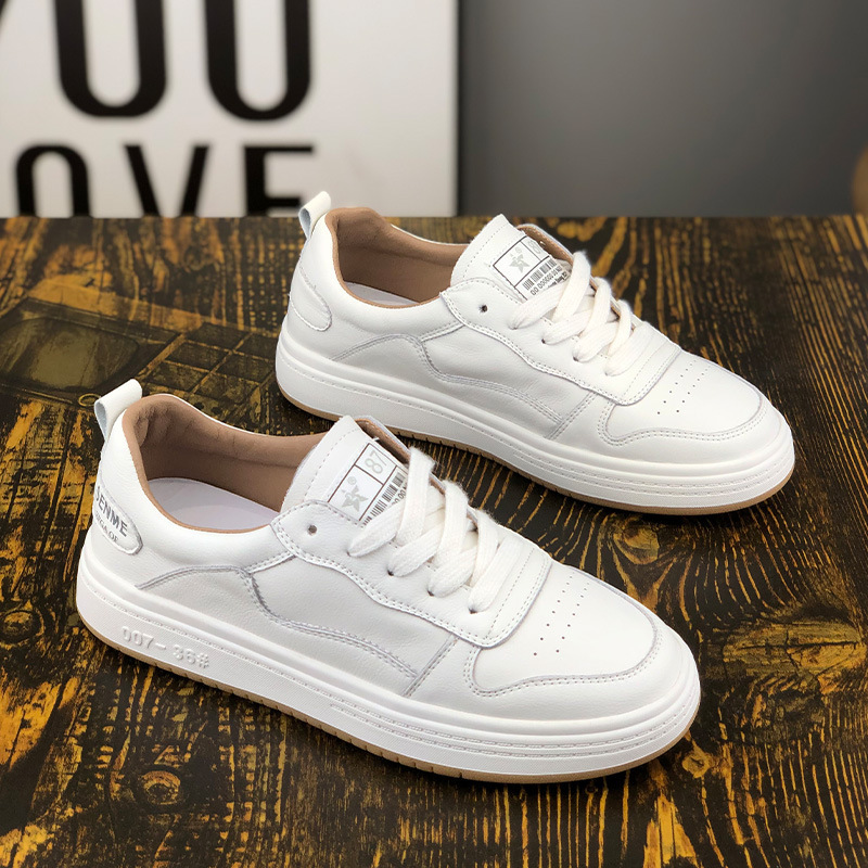 Luji Flat White Shoes for Women 2024 New Fashion Internet Celebrity Students Versatile Casual Sports Soft Sole Shoes Trendy