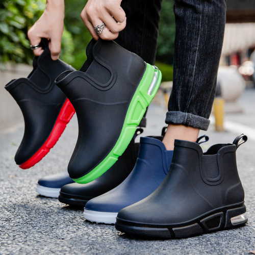 Cross-border fashionable rain boots for men, non-slip kitchen rubber shoes for outer wear, thick soles, comfortable waterproof rain boots, outdoor waterproof fishing shoes