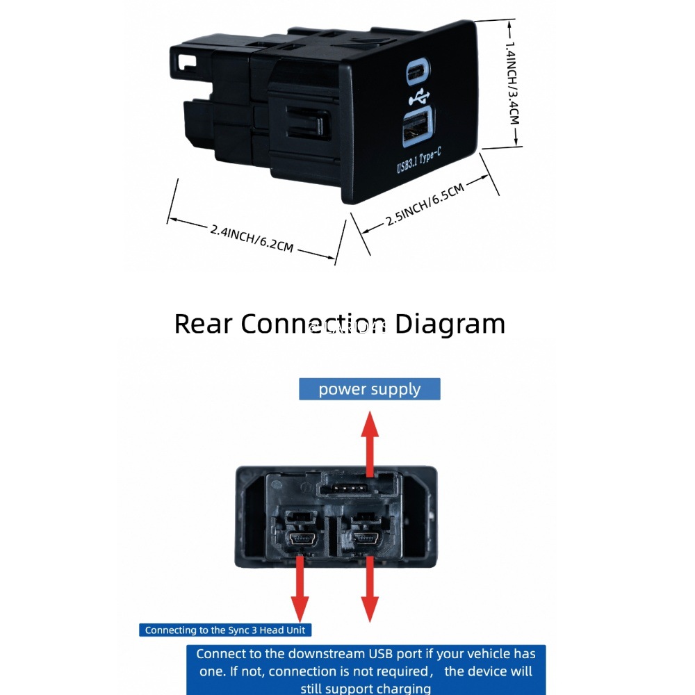 Suitable for All Ford Models Sync3 Wireless Carplay Usb+Type-C Apple Carp Accessories