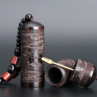 黑檀木鼻烟壶整木越南芽庄沉香片烟丝桶便携创意携带迷你烟丝香筒|ms