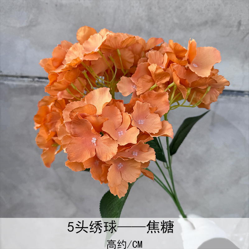 Simulación de racimo de 5 cabezas hortensias flores artificiales boda hotel decoración fondo del hogar