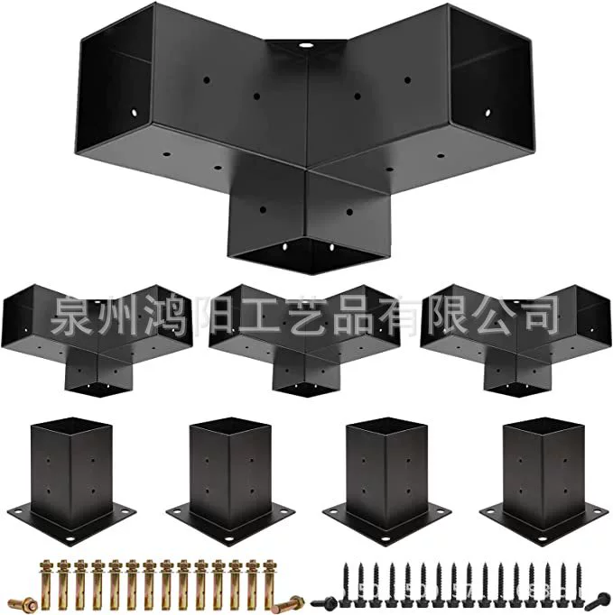 Прямые продажи с фабрики Кронштейн для павильона Основание колонны Павильон комплект 3-сторонний прямоугольный кронштейн с кронштейном колонны перголы