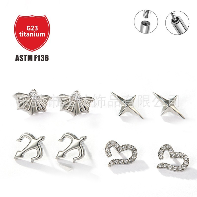 Pointed titanium steel lip stud product view