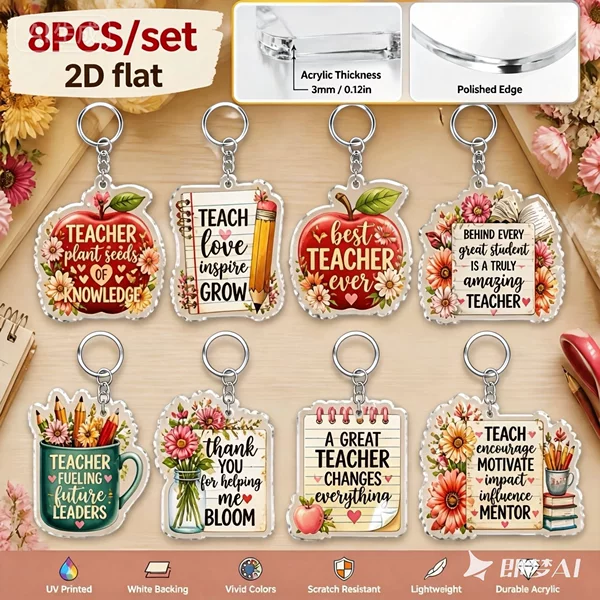 Cross-border new Teacher's Day joke bookworm acrylic keychain accessory library club book lover pendant key