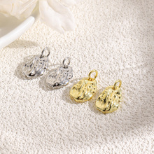 个性复古不规则凹凸面纹实心椭圆形吊坠 手链项链耳环DIY饰品配件