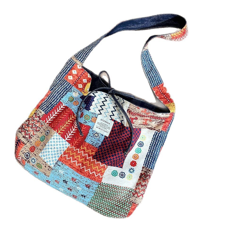 Summer retro ethnic double-sided capacious shoulder bag