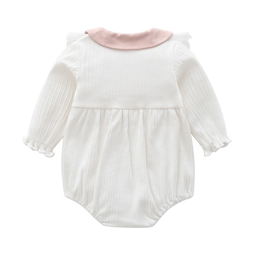 Girls' Spring and Autumn Style Korean Version Baby Bodysuit Newborn Clothes Long Sleeve Princess Style Top Baby and Toddler Clothing