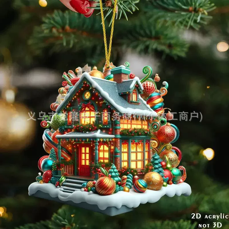 Трансграничные новые креативные рождественские елки Санта-Клаус акрилные подвески поделки для автомобилей украшения дома