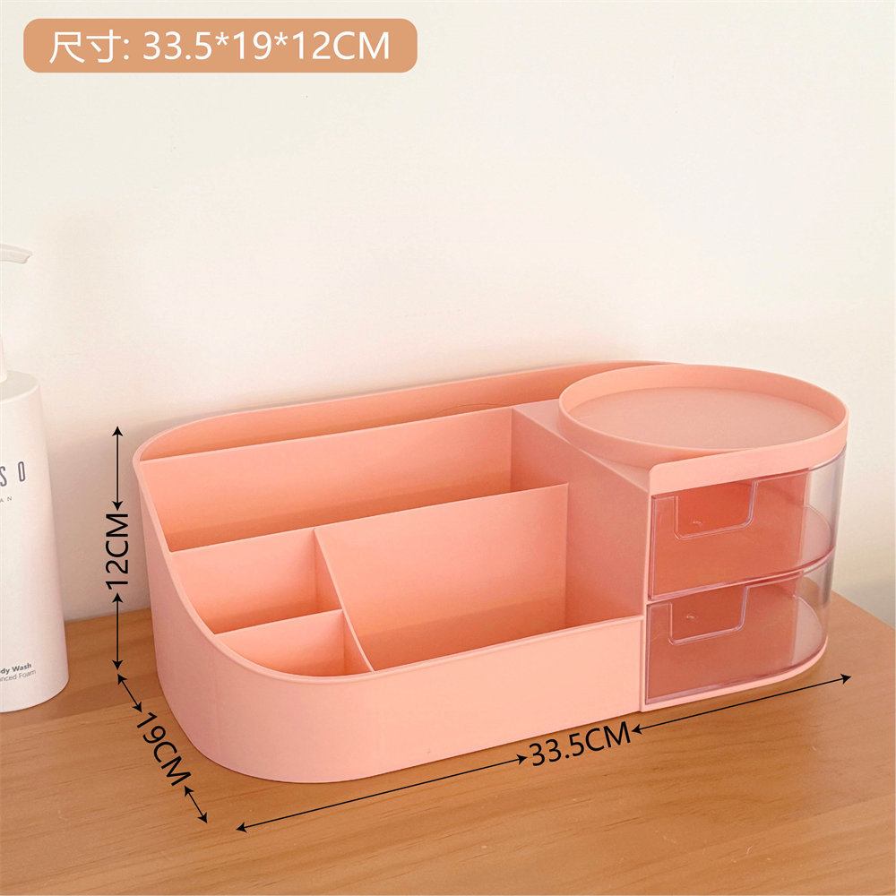 Caja de almacenamiento de cosméticos multifuncional tocador de escritorio espejo cosmético estante de cuidado de la piel caja de almacenamiento de lápiz labial al por mayor