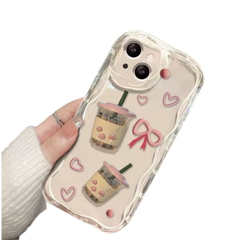 Nueva funda para teléfono móvil iPhone 16/14ProMax de alto valor Apple 13/12/15pro Love Milk Tea