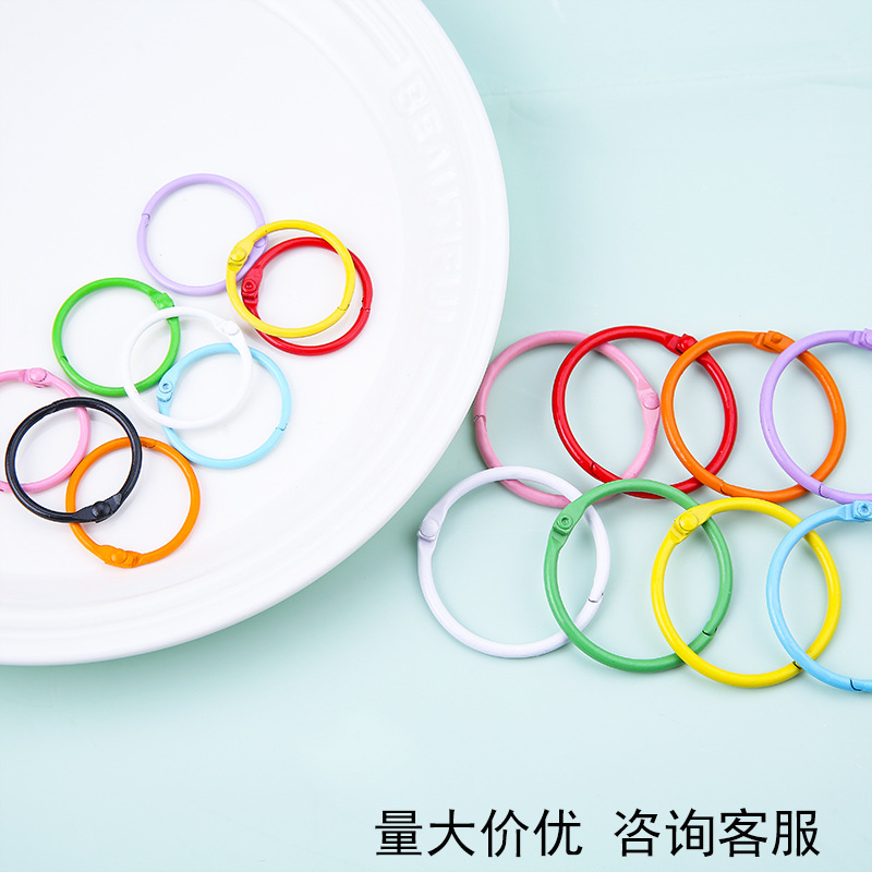 다채로운 오픈 카드 링, 창의적인 DIY 쥬얼리 액세서리, 페인트 금속 열쇠고리, 열쇠고리, 루스리프 링 도매