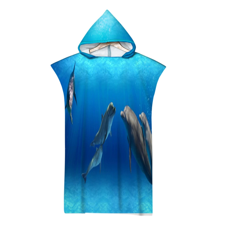 Дельфин океан шитье банное полотенце цифровая печать взрослый полотенце с капюшоном микрофибра зеленый лист Новый