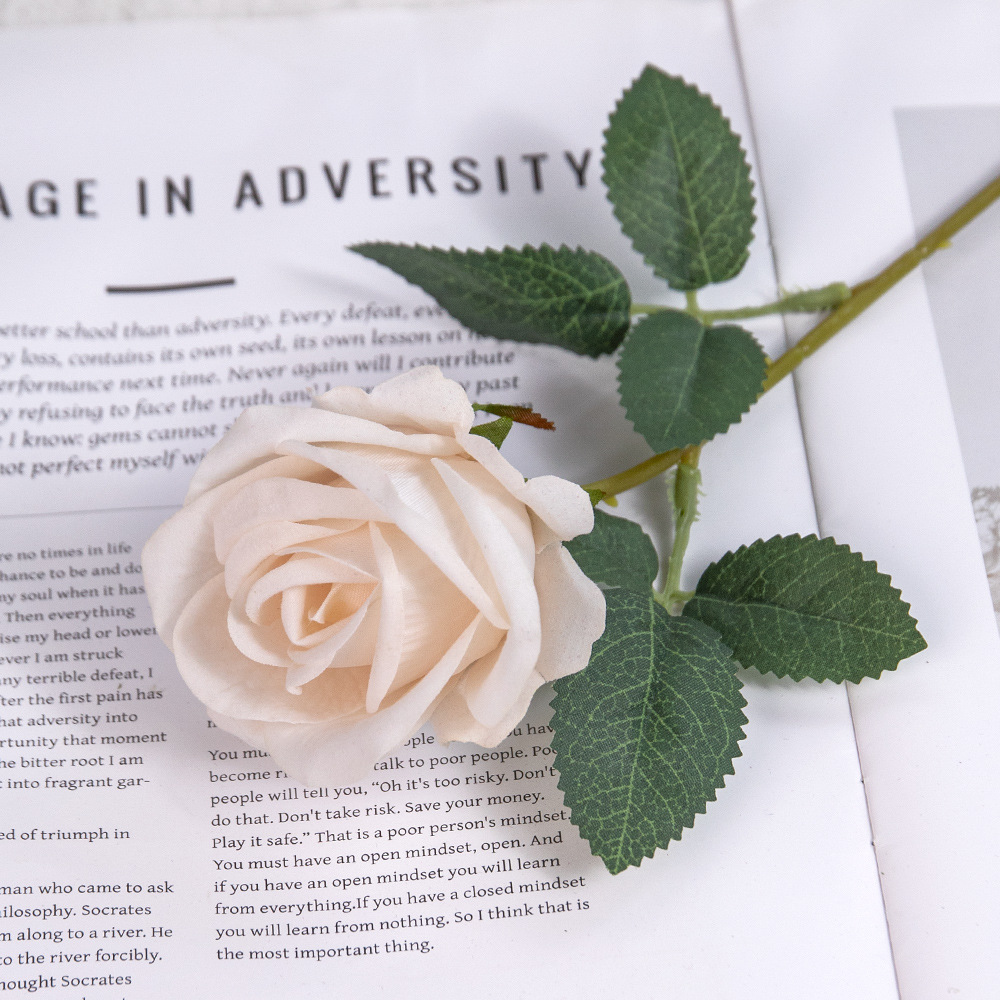 Simulación de flores de rosa de mano única tela de terciopelo cascada pared de flores decoración de boda flores falsas al por mayor