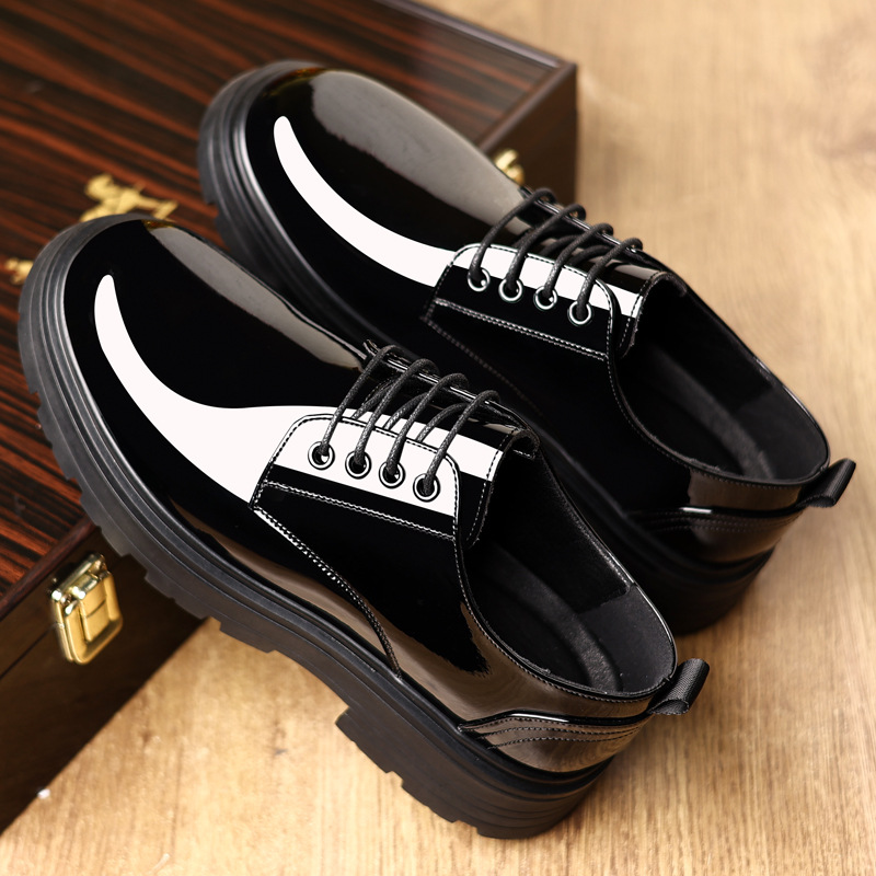Men's Thick Sole Dress Shoes Oxfords Leather Wedding Shoes_vogvips.com