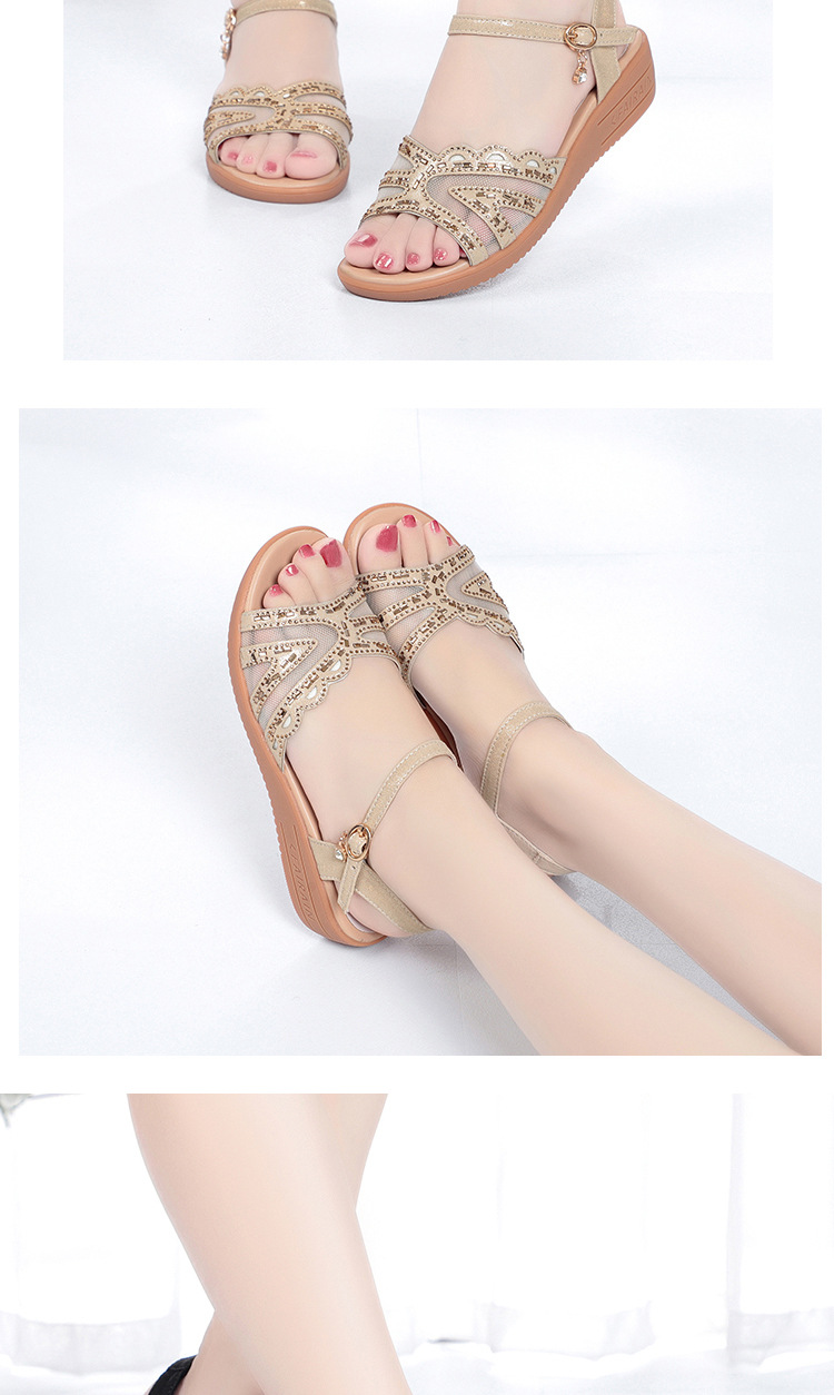 Sandal đế xuồng nữ da thật mùa hè, đế mềm êm chân, size lớn — đen chi tiết 11