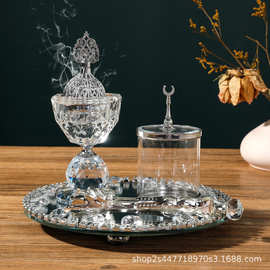 跨境阿拉伯水晶香熏炉套装中东客厅摆件净化空气香插玻璃客厅装饰