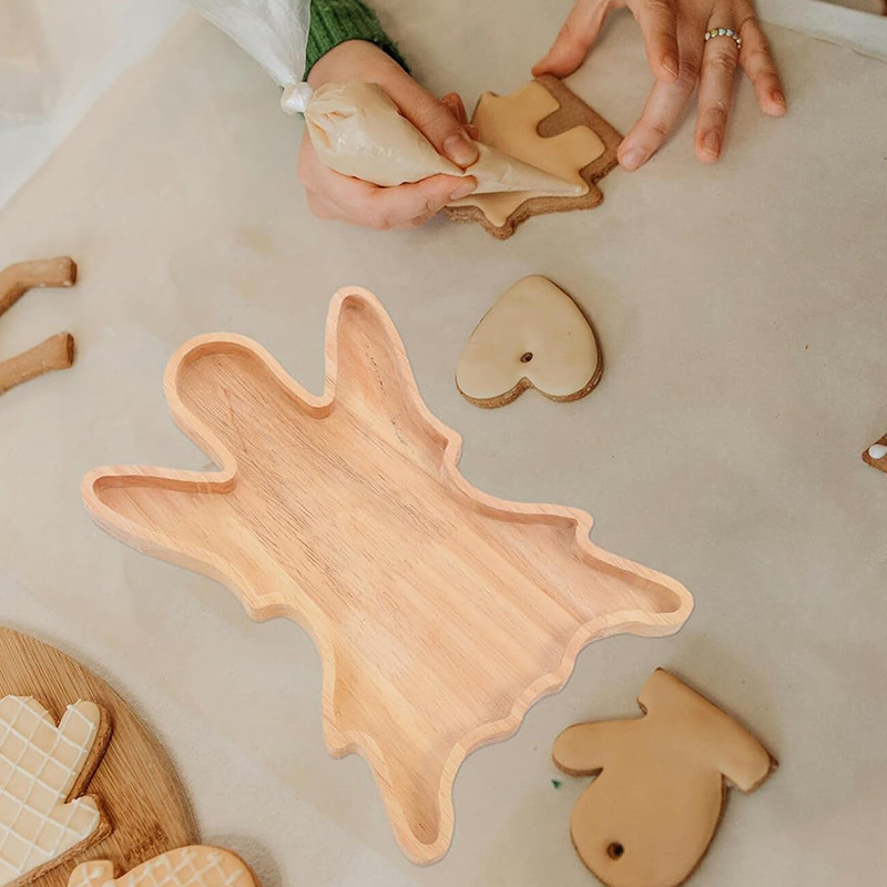 bandeja de dulces de madera creativa bandeja de madera de forma especial bandeja de dibujos animados de Halloween casera hecha a mano bandeja de postres DIY