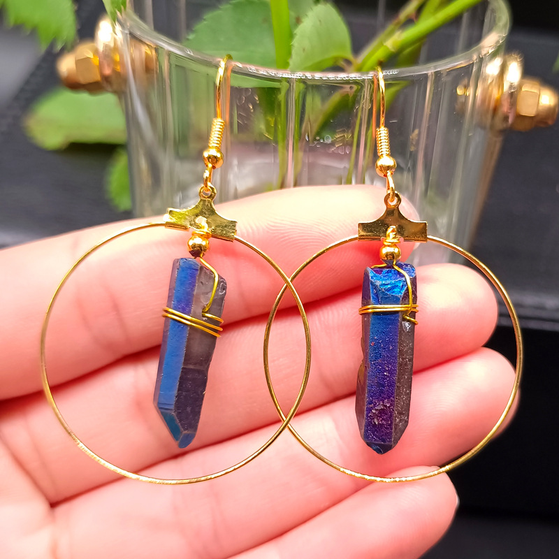 Fashion Circle Crystal Patchwork Chandelier Earrings 1 Pair