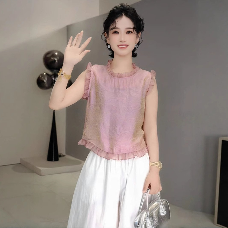 French Lace Collar Sleeveless Shirt for Women 2026 Summer New Style High-End Fashion Elegant Age-Reducing Chic Top