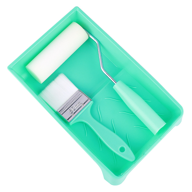 Transfronterizo de 2 pulgadas esponja rodillo conjunto de cepillo de herramientas para niños conjunto de cepillo de herramientas de recubrimiento de pintura acuosa azul