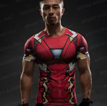 新的夏季漫威漫画超级英雄钢铁侠休闲t衬衫3D印刷男子
