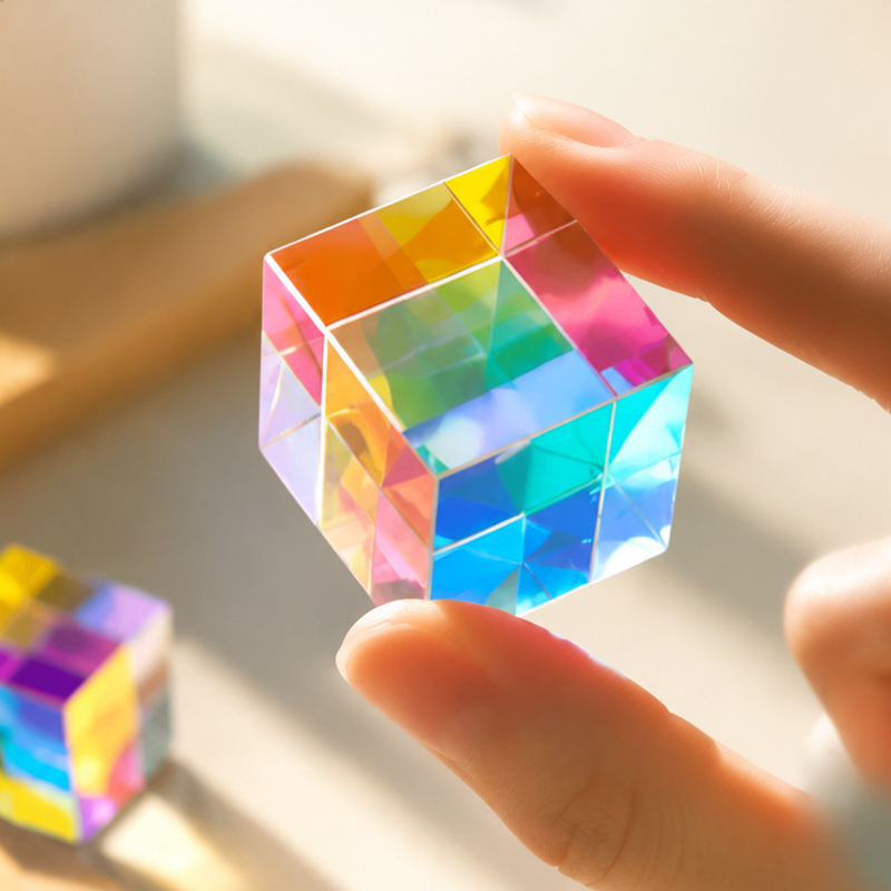 Adorno de Cubo de Cristal Prismático de Cristal Blanco para Oficina image 6