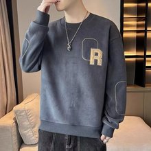 加绒卫衣男士秋冬季新款潮牌加厚圆领长袖t恤摇粒绒保暖内搭上衣