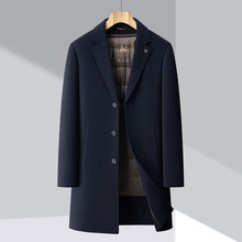 冬季羊毛呢大衣男羽绒内胆中长款中年爸爸装休闲双面呢子风衣外套