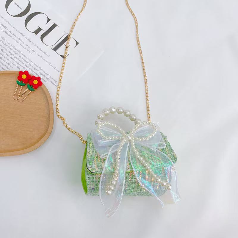 Hermosa mochila de niña pequeña moda de moda mochila portátil, princesa dama mochila de perlas, mochila de hombro