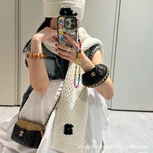 外贸原单秋冬小香凤羊绒围巾帽子两件套百搭保暖时尚编织针织围脖