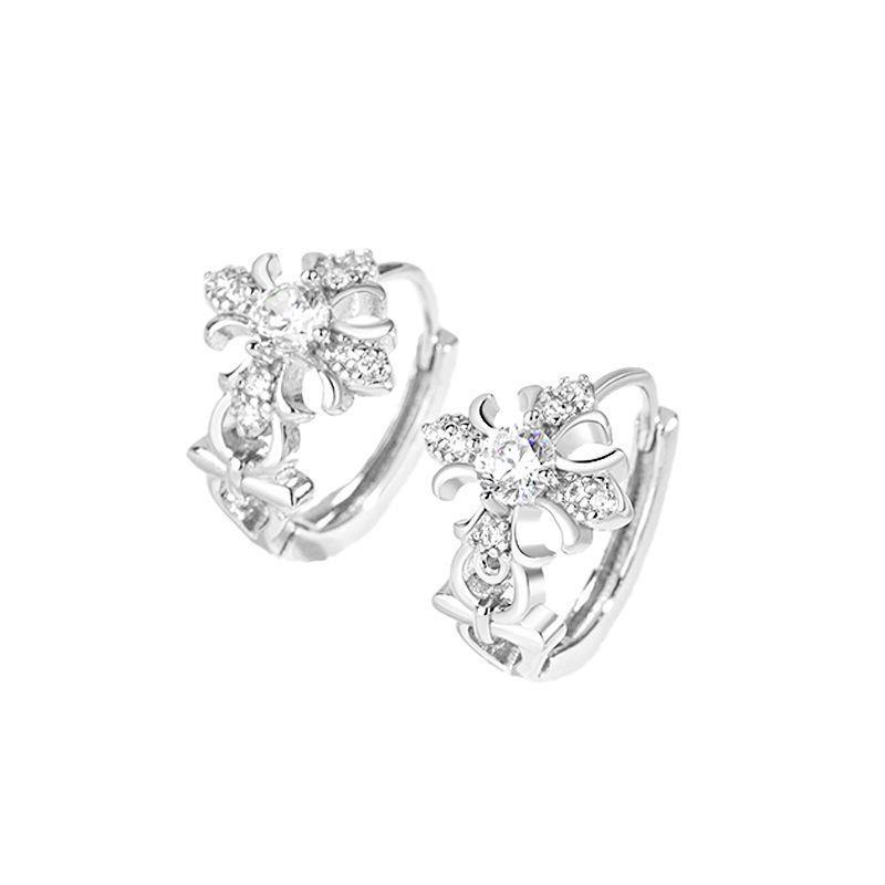 Orecchini a croce con fiore di iris e diamanti interi, stile vintage dolce e cool, di tendenza per uomo e donna, design di nicchia, diamanti interi_voghion.com