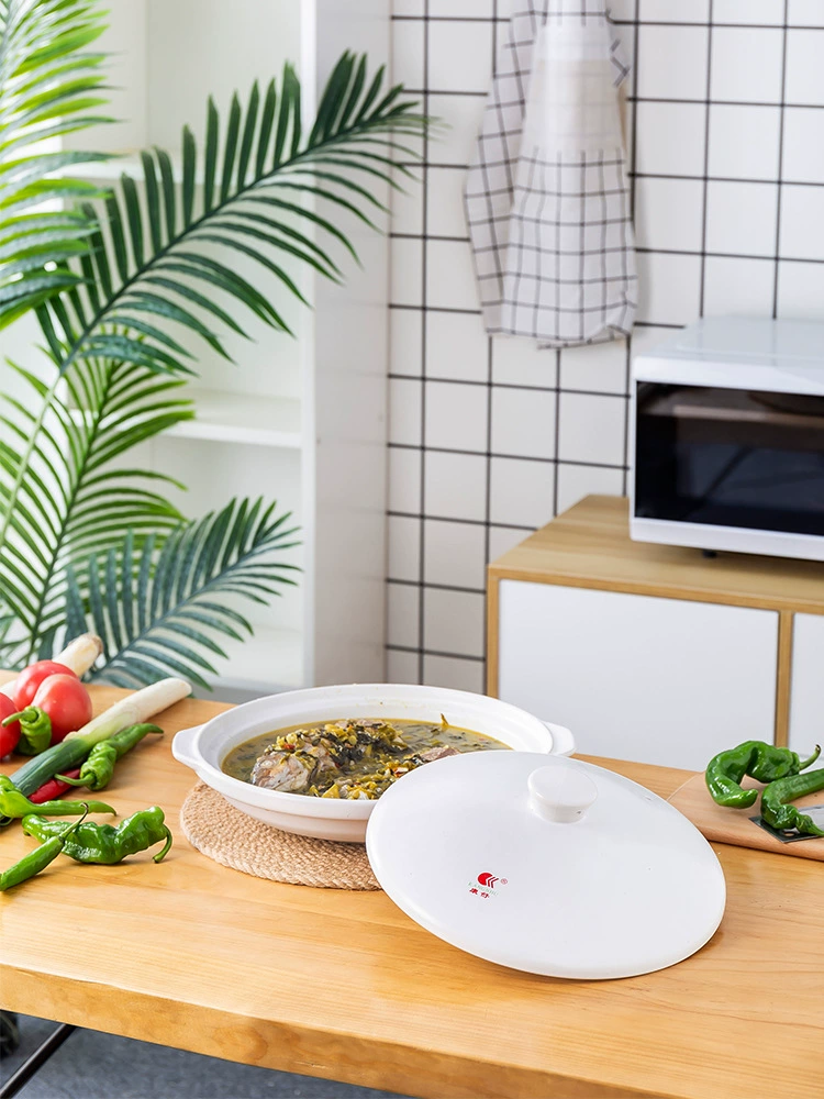 Оптовая продажа, керамическая кастрюля с рыбьей головой, устойчивая к высоким температурам, сухая кастрюля для приготовления пищи, газовый каменный горшок с открытым пламенем, ресторан, отель, большая вместимость, неглубокая кастрюля, белая