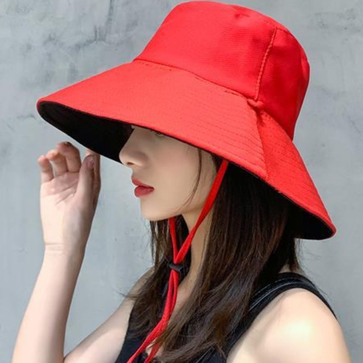 韩版爆款网红渔夫帽女夏休闲百搭双面纯色出游大檐帽防晒帽遮阳帽