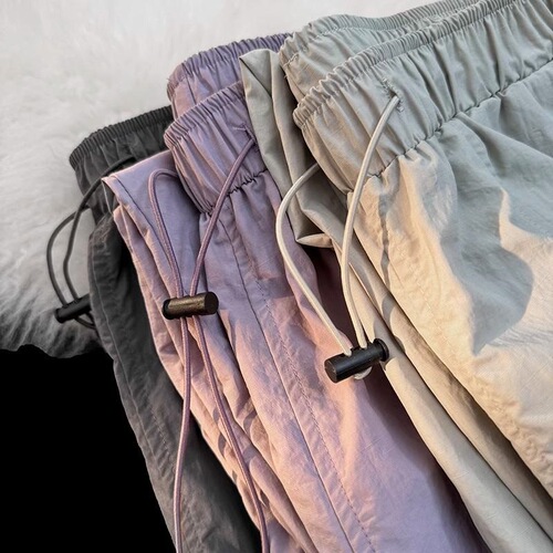 Quick-dry Nylon Work Pants for Women - Summer High-Waist Loose Casual Straight Leg Slimming Purple Sporty Fashion