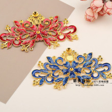 DIY饰品配件 头饰材料 景泰蓝滴油仿烧蓝合金花朵 红色/蓝色